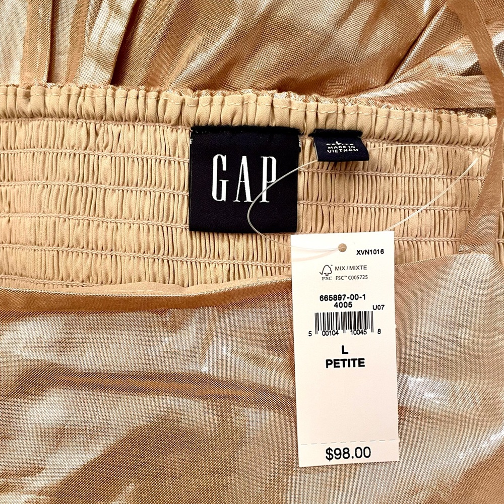GAP Champagne Gold Tiered Dress L petite - Picture 10 of 10